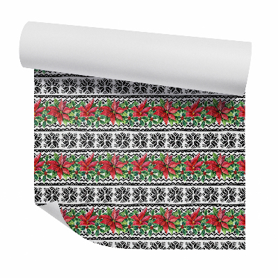 Foto tapeta Piros szép virágok dekoratív mintán