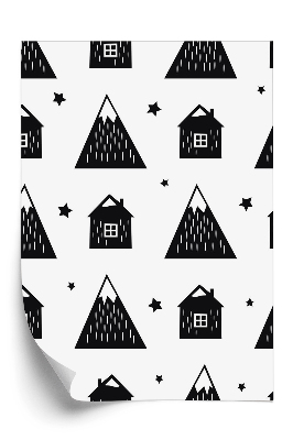 Öntapadó tapéta Ház és hegyek