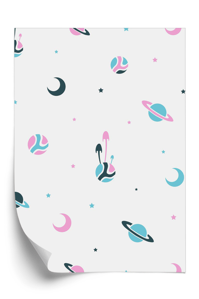 Öntapadó tapéta Szép minta bolygókkal és csillagokkal