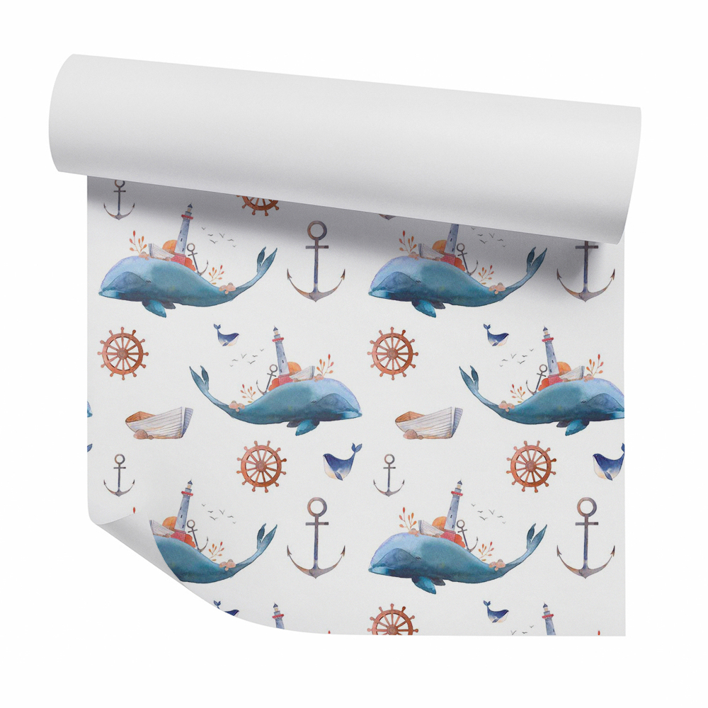 Foto tapeta Tengeri képek a bálnákról és horgonyokról