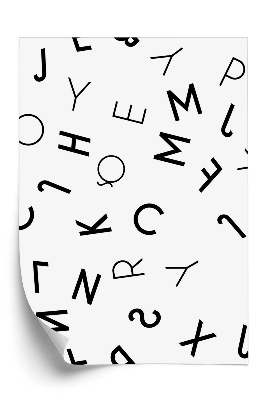 Öntapadó tapéta Fekete elszórt betűk