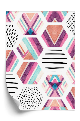 Öntapadó tapéta Akvarell hatszög geometrikus díszítőelemekkel