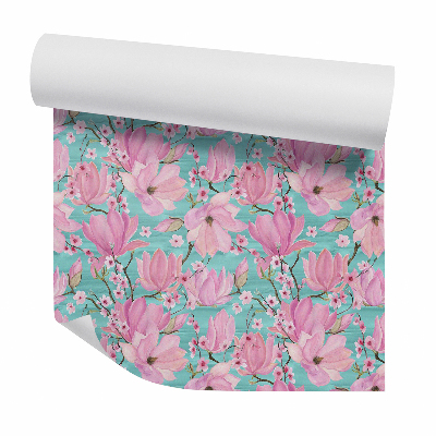 Modern tapéta Rózsaszín magnólia virágok a gallyakon