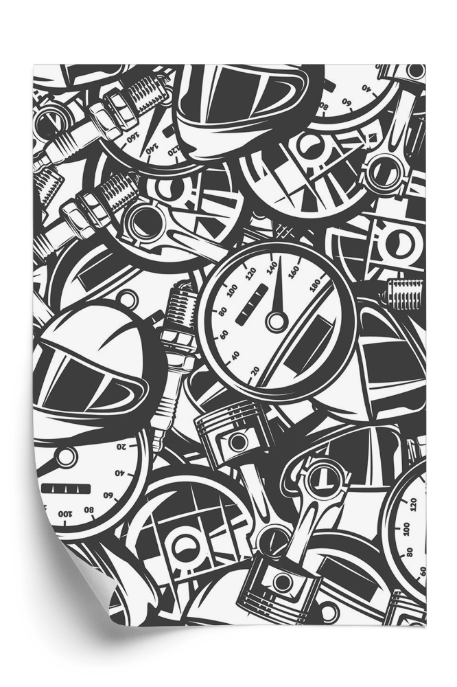 Öntapadó tapéta Varrat nélküli mintát autóalkatrészekkel