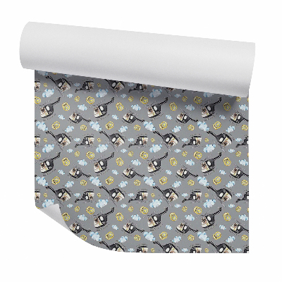 Öntapadós tapéta falra Rajzolt rendőrségi helikopter a felhőkben