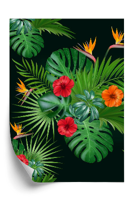 Öntapadós tapéta Egzotikus minta fekete alapon