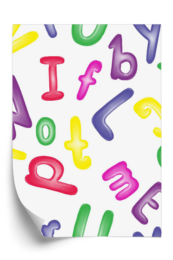 Öntapadós tapéta Varrat nélküli mintát színes betűkkel