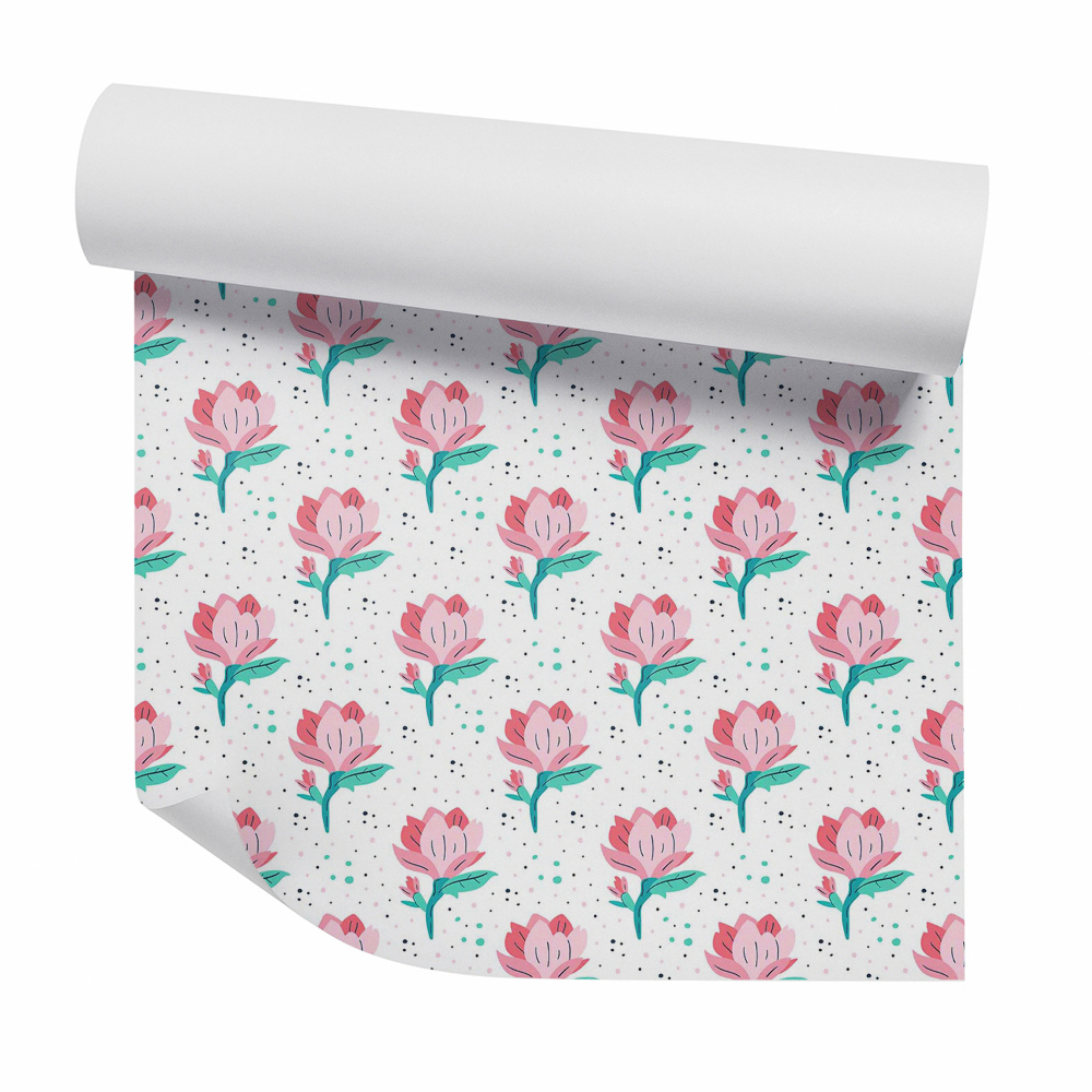 Öntapadós tapéta falra Rózsaszín virágok rajza