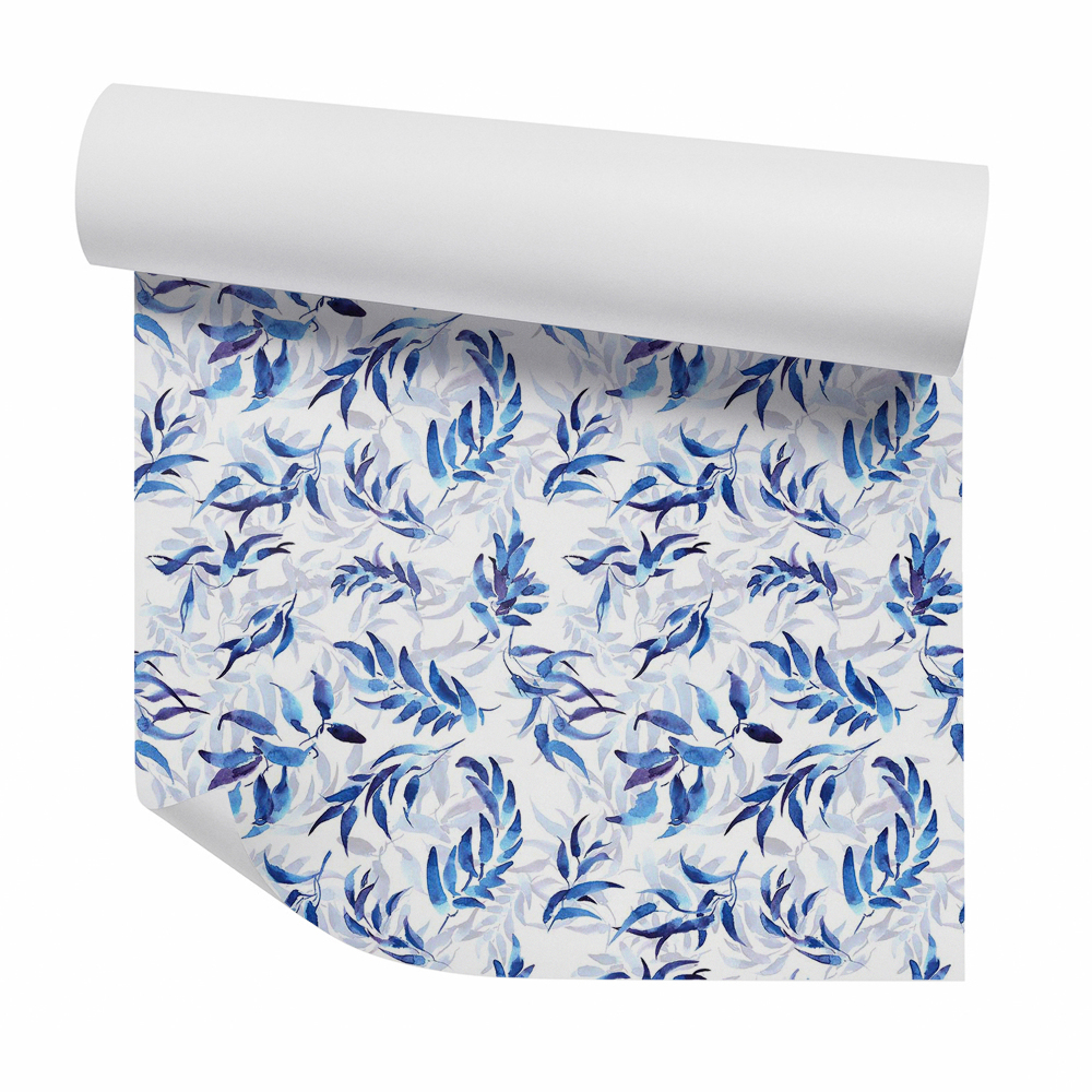 Foto tapeta Kék dekoratív levelek