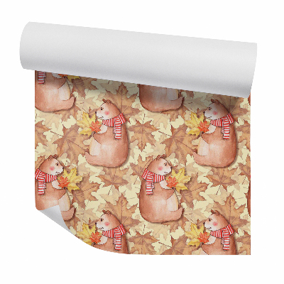 Dekor tapéta Őszi mackó juharlevelek