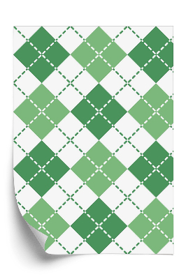 Tapéta Zöld-fehér kockás minta