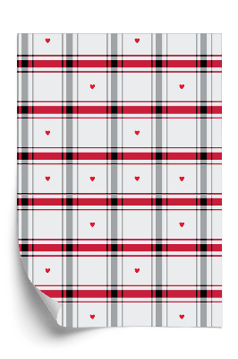 Öntapadó tapéta Kockás minta szívvel