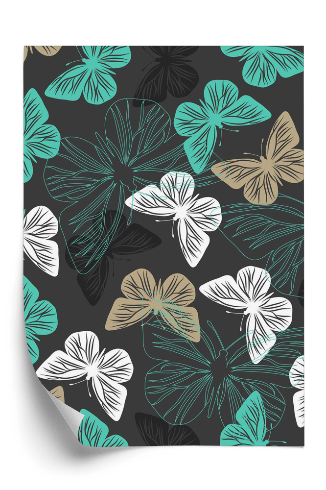 Öntapadós tapéta Gyönyörű minta a pillangók