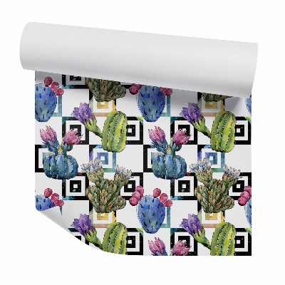 Öntapadós tapéta falra Kaktusz négyzeteken