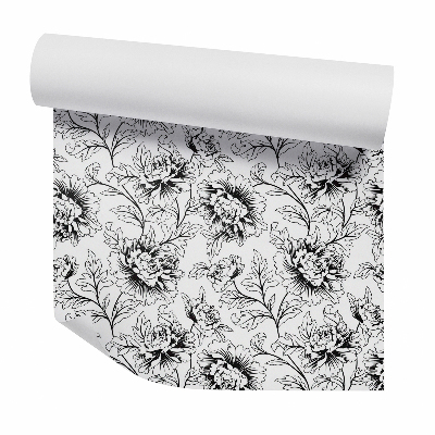 Fotótapéta falra Fekete-fehér virágok stroke