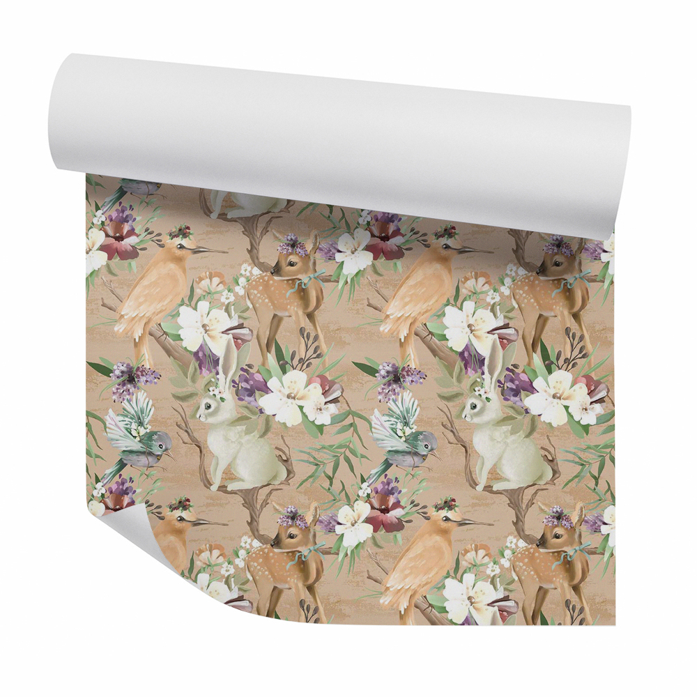 Dekor tapéta Erdei állatok virágok között