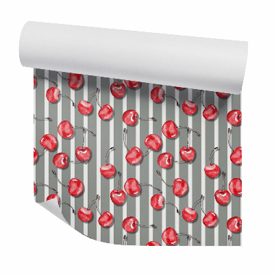 Fotótapéta falra Cseresznye függőleges csíkokon