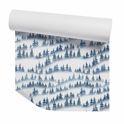 Öntapadós tapéta falra Tűlevelű fák a reggeli ködben