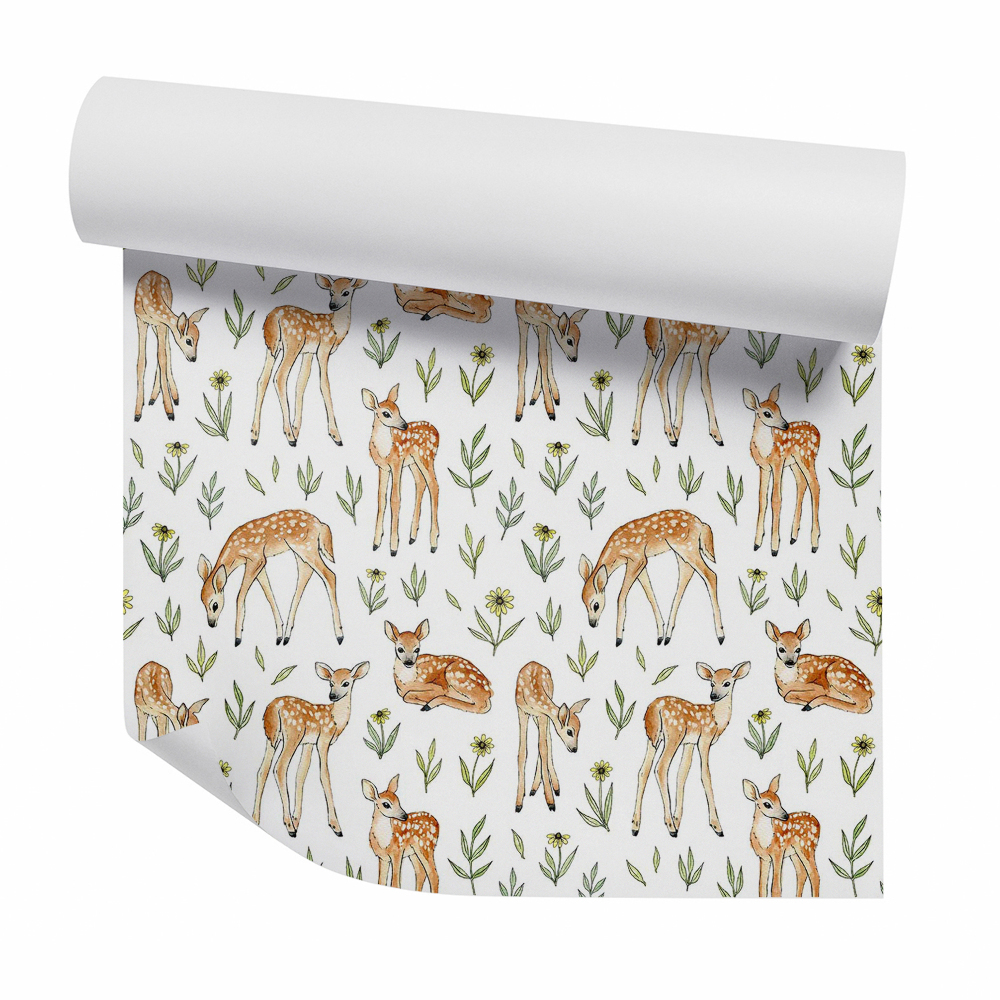 Öntapadós tapéta falra Fiatal szarvas növények között