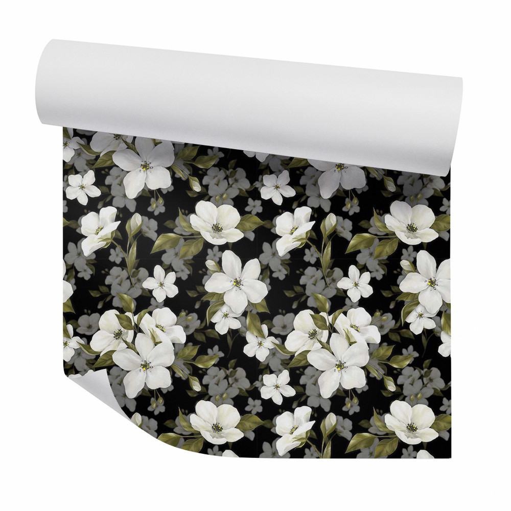 Öntapadós tapéta falra Fehér virágok