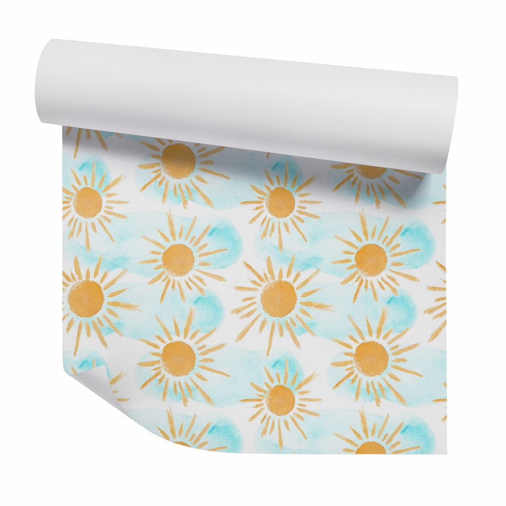 Modern tapéta Pasztell rajz a napról és a felhőkről