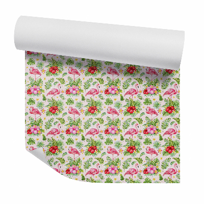 Dekor tapéta Flamingók trópusi növényzet