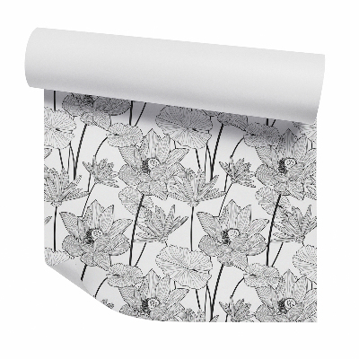 Zidna tapeta Lótuszvirág fekete-fehér vázlat