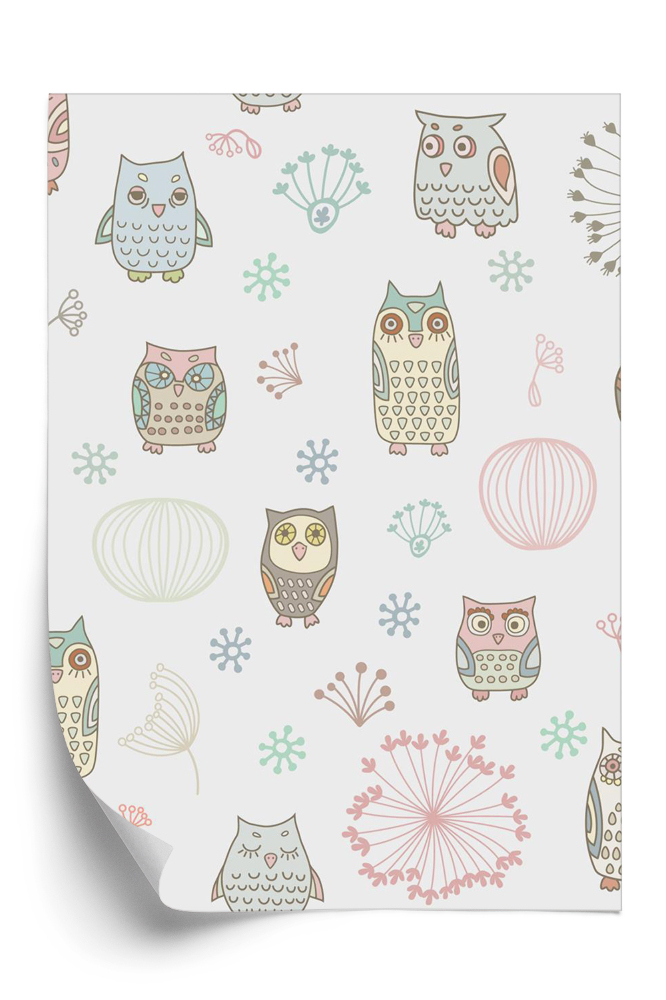 Öntapadós tapéta Színes baglyok