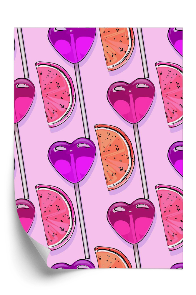 Öntapadó tapéta Szív nyalókák