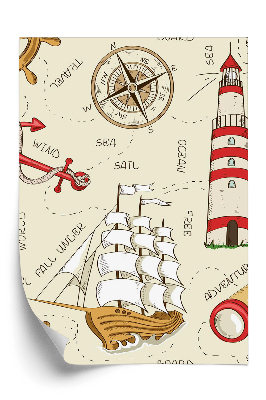 Öntapadó tapéta Tengeri hajó világítótorony ikonok