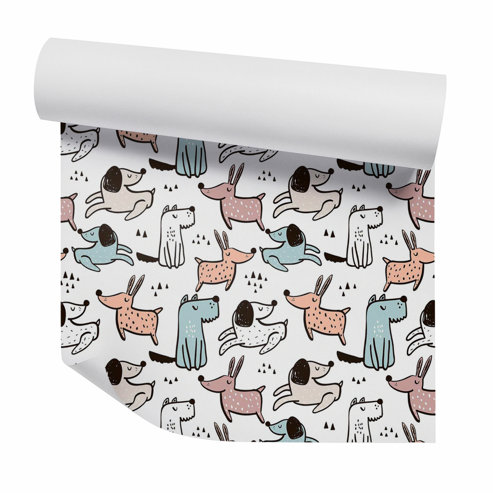 Öntapadós tapéta falra Különféle színes kutyák