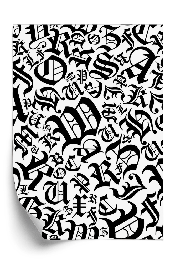 Öntapadós tapéta Ábécé minta gótikus betűtípus stílusban