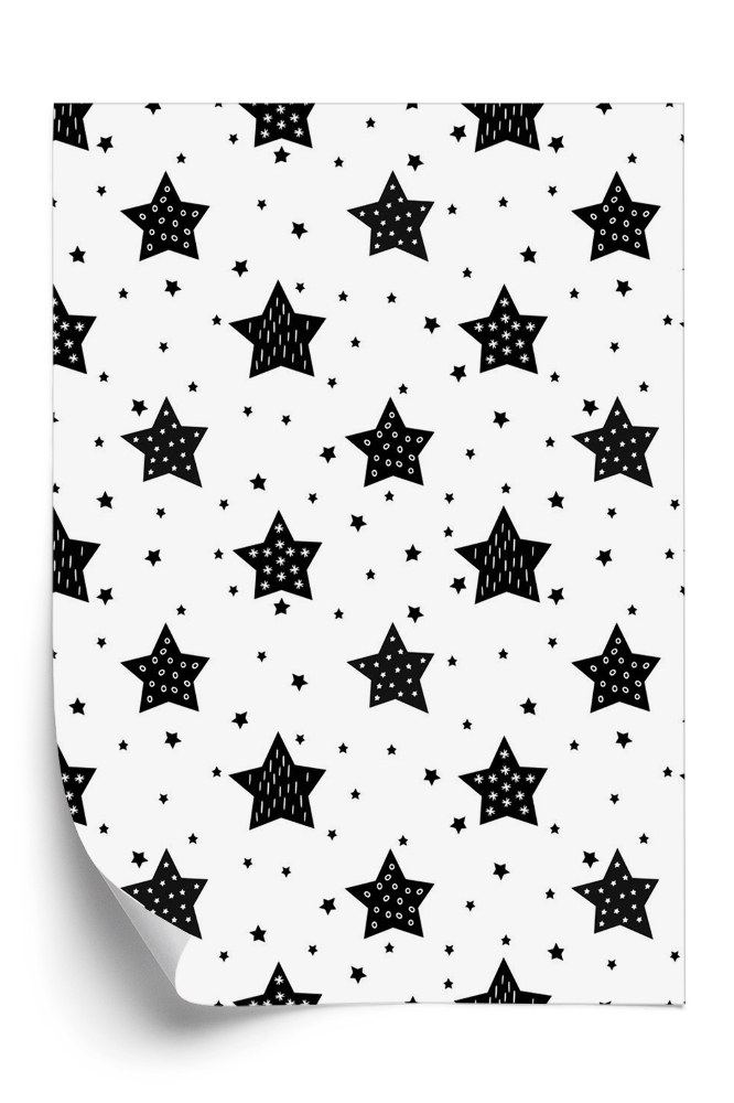 Tapéta Fekete csillagok fehér alapon
