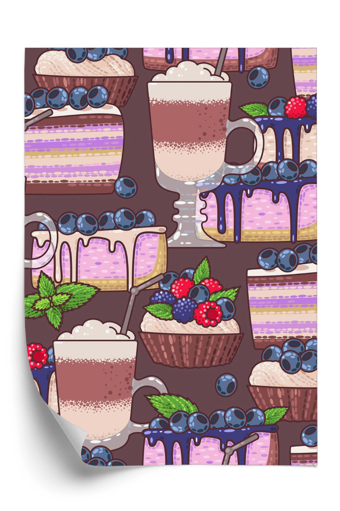 Öntapadós tapéta Sütemény és kávé