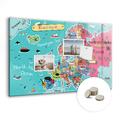 Mágneses fali tábla Vicces Európa térkép