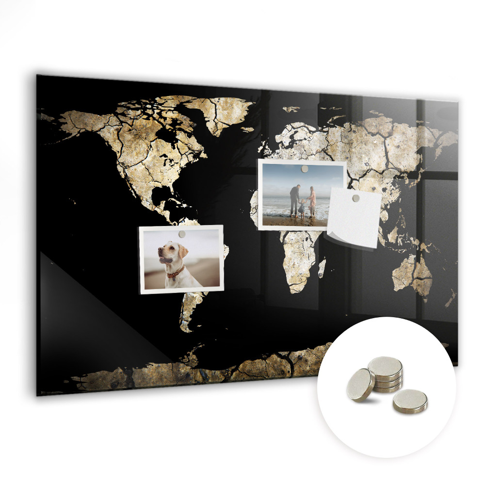 Mágneses falitábla Fekete világtérkép