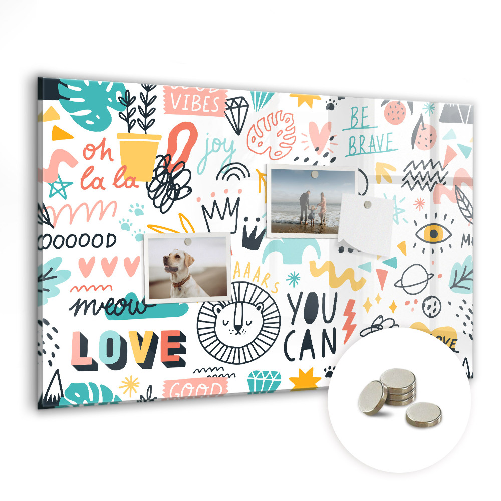 Fali üzenőtábla Színes feliratok