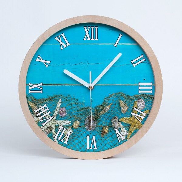Fából készült óra Csillagok és kagylók