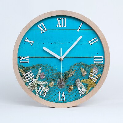 Fából készült óra Csillagok és kagylók