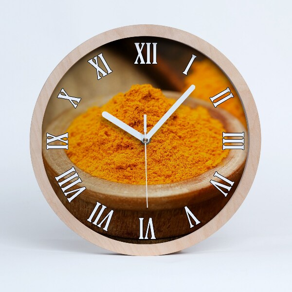 Fából készült óra Kurkuma fűszer