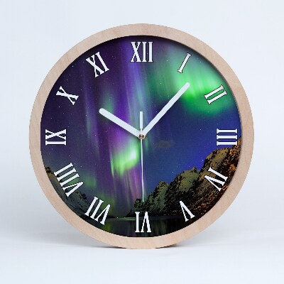 Fából készült óra Északi fény