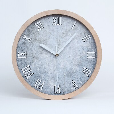 Kerek fa óra beton háttér