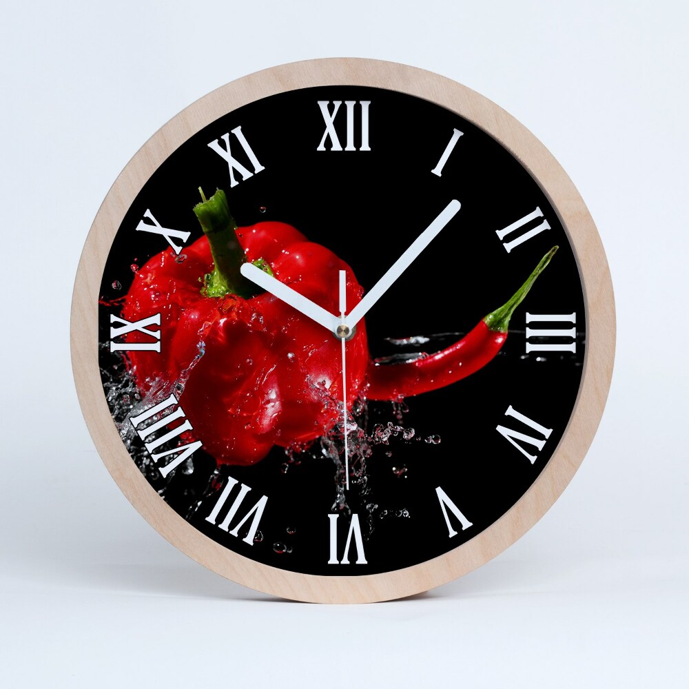Fából készült óra piros paprikák