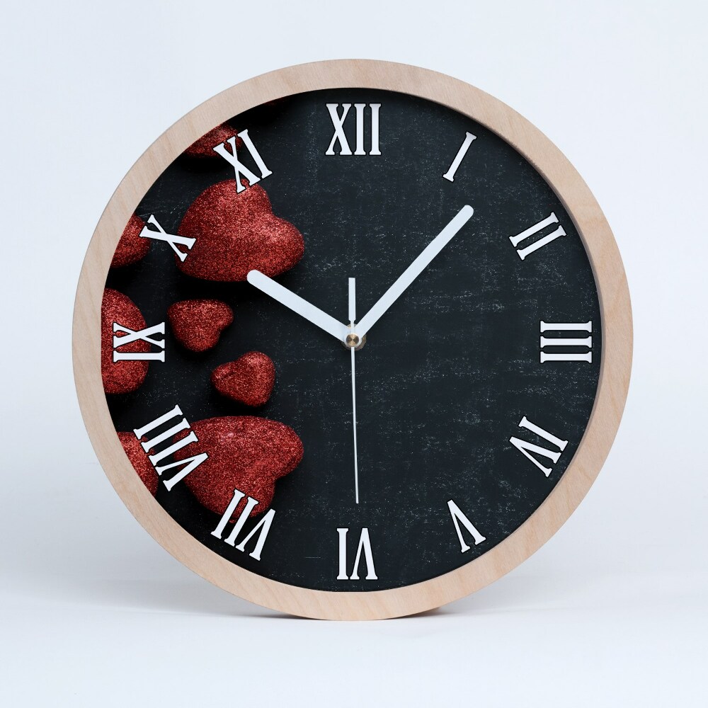 Fából készült óra Szívek a táblán