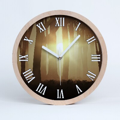 Fából készült óra Köd az erdőben