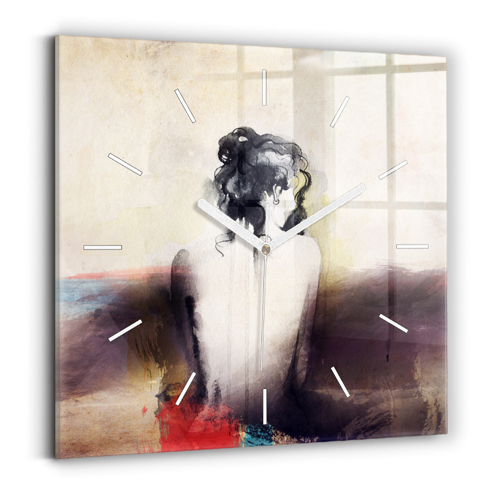 Szögletes üvegóra 30x30 Egy nő absztrakt portréja