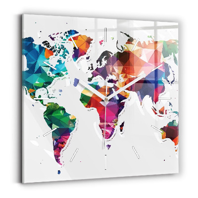 Négyzet alakú üvegóra 30x30 Háromszögek világtérkép