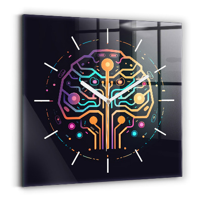 Négyzetes üvegóra 30x30 Színes absztrakció