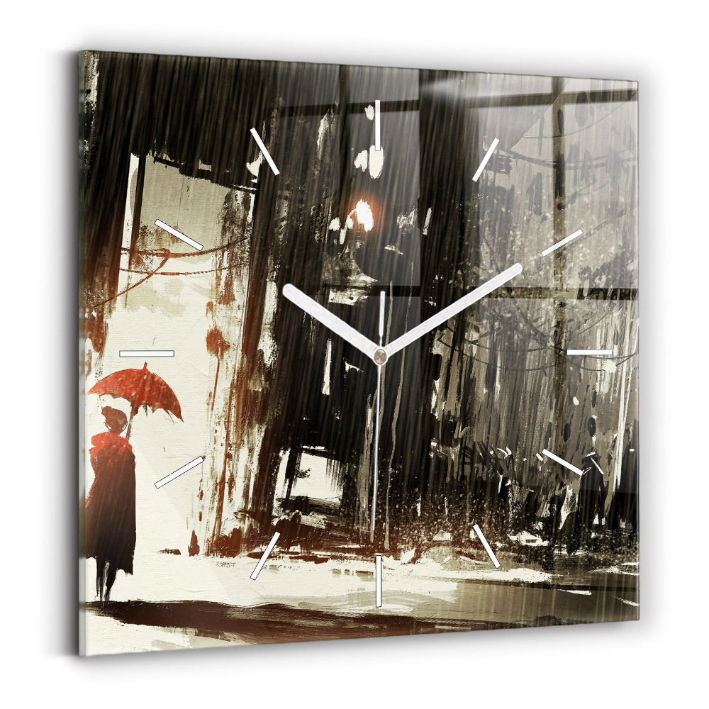 Négyzet alakú üvegóra 30x30 Nő egy esős éjszakán