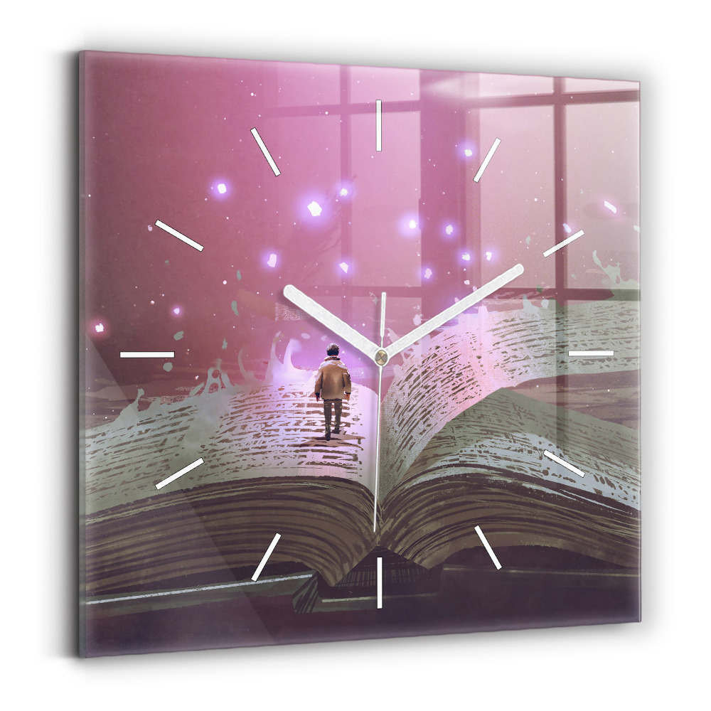 Szögletes üvegóra 30x30 Absztrakt könyv